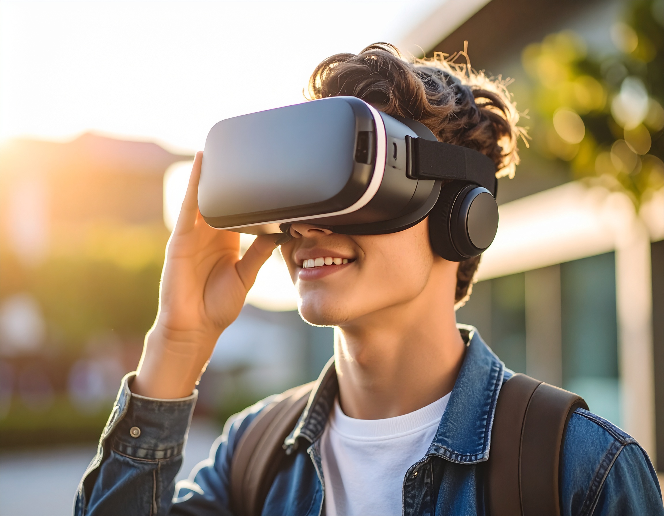 Firefly create a teenage student using vr on virtual tour close up 379291